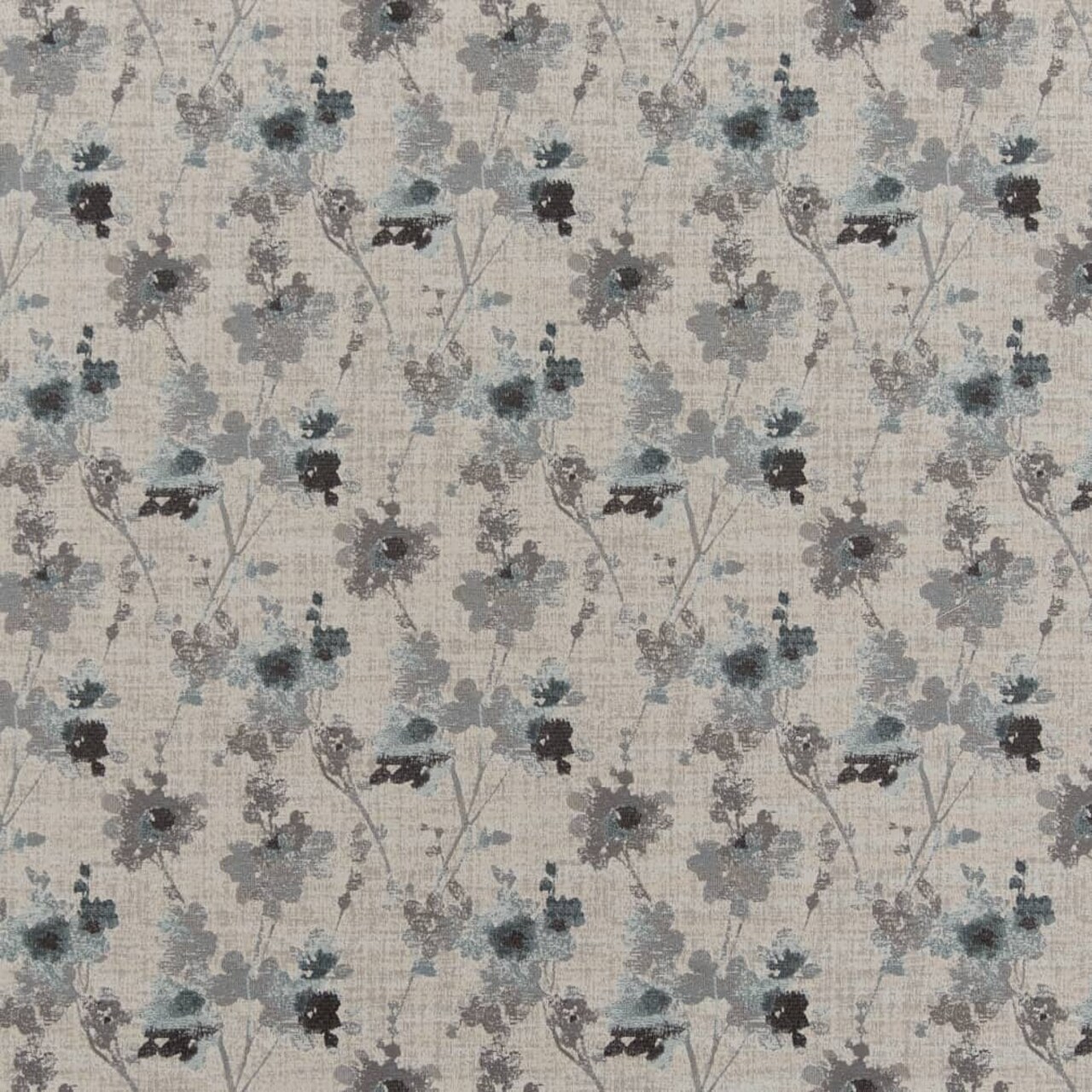 Slate - Blue,Grey & Silver Floral Upholstery Fabric 54 Inches"